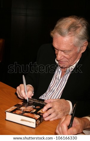 Hugh Hefner   at an in store appearance signing copies of his books \'Mr. Playboy\' and \'Playboy The Complete Centerfolds\'. Barnes and Noble the Grove, Los Angeles, CA. 12-16-08