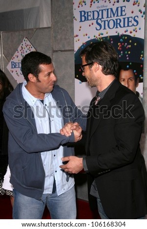 Adam Sandler and Guy Pearce   at the Los Angeles Premiere of 'Bedtime Stories'. El Capitan Theatre, Hollywood, CA. 12-18-08