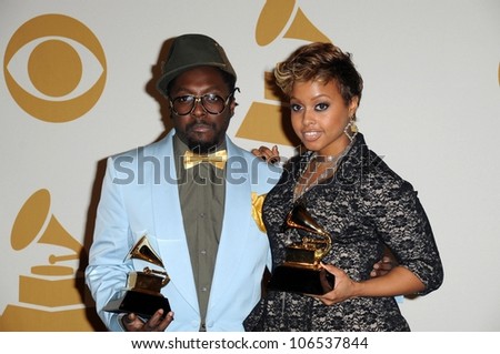 will.i.am and Chrisette Michele  in the press room at the 51st Annual GRAMMY Awards. Staples Center, Los Angeles, CA. 02-08-09