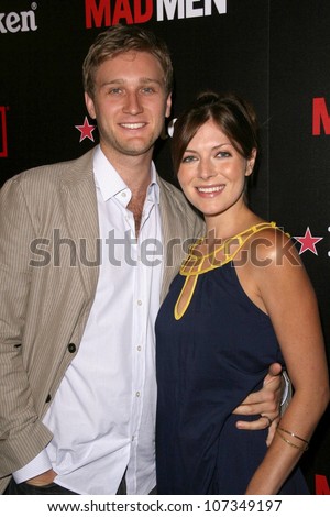 Aaron Staton and Connie Fletcher  at the Wrap Party for Season 2 of \'Mad Men\'. Cicada, Los Angeles, CA. 08-23-08