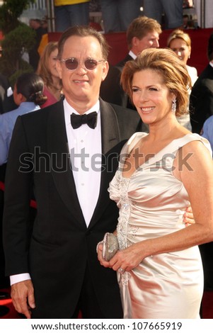 Tom Hanks and Rita Wilson  at the 60th Annual Primetime Emmy Awards Red Carpet. Nokia Theater, Los Angeles, CA. 09-21-08