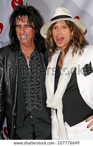 Alice Cooper and Steven Tyler  at the 4th Annual MusiCares MAP Fund Benefit Concert. The Music Box, Hollywood, CA. 05-09-08