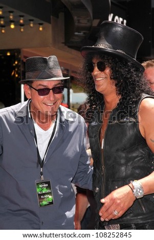 Charlie Sheen and Slash at Slash Honored with a Star on the Hollywood Walk of Fame, Hollywood, CA 07-10-12