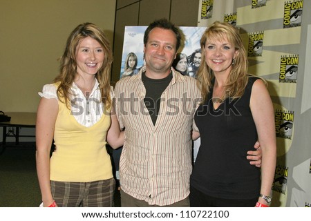 Jewel Staite with David Hewlett and Amanda Tapping at 2007 Comic-Con International. San Diego Convention Center, San Diego, CA. 07-27-07