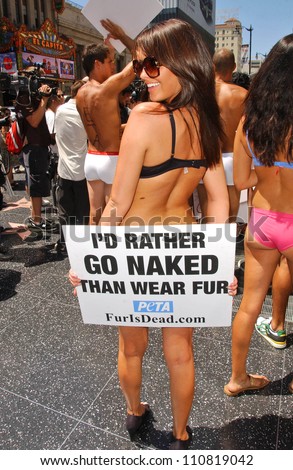 Models with the Janice Dickinson Modeling Agency showing their support for the PETA \