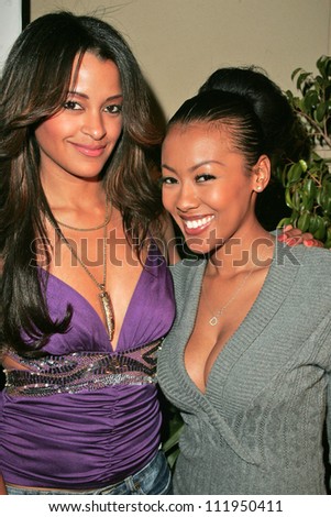 Claudia Jordan and Denyce Lawton at the Top X Calendar Release Pre-Oscar Party hosted by Denyce Lawton and Wesley Jonathan, Loggia, Hollywood, CA 02-23-07