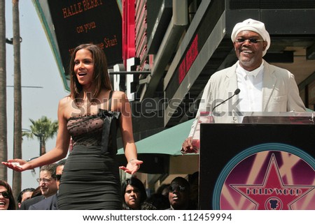 Halle Berry and Samuel Jackson at the ceremony honoring Halle Berry with the 2,333rd star on the Hollywood Walk of Fame. Hollywood Boulevard, Hollywood, CA. 04-03-07