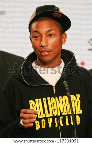 Pharrell Williams at a press conference to Announce the Global Climate Crisis Campaign Concert \