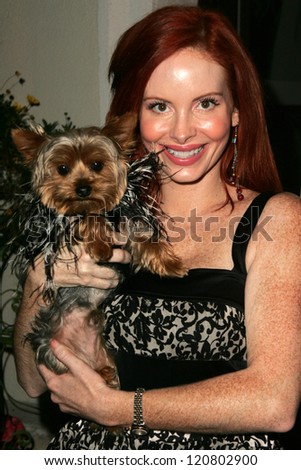 Phoebe Price and dog Henry at the first annual Beverly Hills Mutt Club Fashion and Halloween Show, Beverly Hills Mutt Club, Beverly Hills, CA 10-22-06