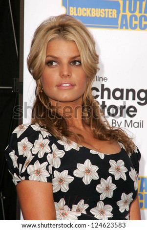 Jessica Simpson at a press conference to announce Blockbuster Video\'s \