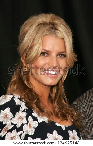 Jessica Simpson at a press conference to announce Blockbuster Video\'s \