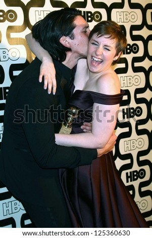 Adam Driver, Lena Dunham at HBO\'s Official Golden Globe Award After Party, Beverly Hilton Hotel, Beverly Hills, CA 01-13-13