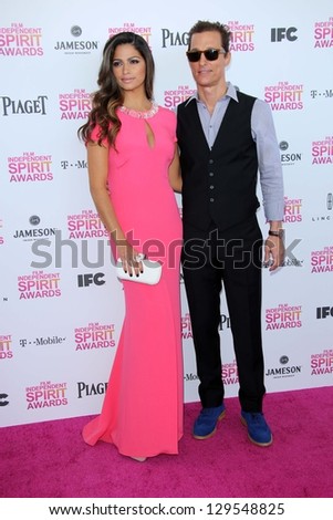 Camilla Alves, Matthew McConaughey at the 2013 Film Independent Spirit Awards, Private Location, Santa Monica, CA 02-23-13