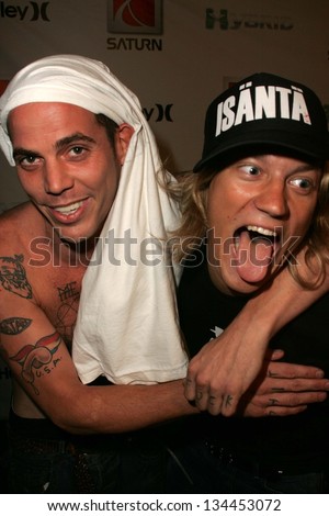 HOLLYWOOD - AUGUST 02: Steve-O and Jukka at Saturn\'s X-Games 12 Party at 6820 Hollywood Blvd on August 02, 2006 in Hollywood, CA.