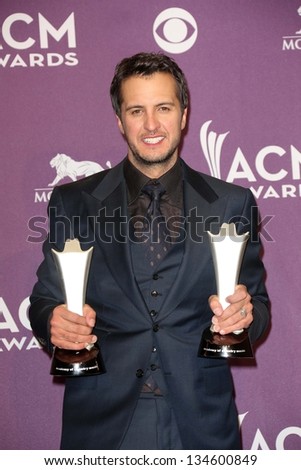 Luke Bryan at the 48th Annual Academy Of Country Music Awards Press Room, MGM Grand Garden Arena, Las Vegas, NV 04-07-13