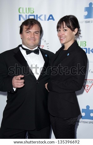 Jack Black and wife Tanya Haden at the Light Up The Blues Concert Benefiting Autism Speaks, Club Nokia, Los Angeles, CA 04-13-13