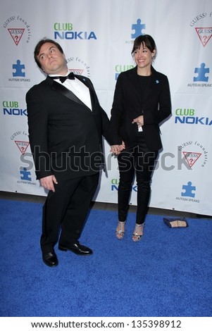 Jack Black and wife Tanya Haden at the Light Up The Blues Concert Benefiting Autism Speaks, Club Nokia, Los Angeles, CA 04-13-13