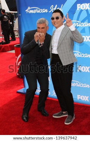 Taylor Hicks and Psy at the American Idol Season 12 Finale Arrivals, Nokia Theater, Los Angeles, CA 05-16-13