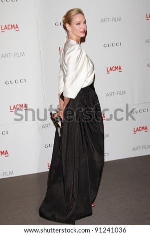 Uma Thurman at the LACMA Art + Film Gala Honoring Clint Eastwood and John Baldessari, LACMA, Los Angeles, CA 11-05-11