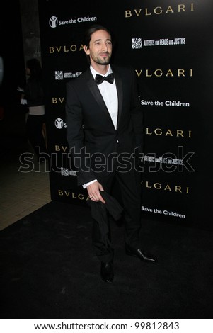 Adrien Brody at a Bvlgari Private Event Honoring Simon Fuller And Paul Haggis To Benefit Save The Children And Artists For Peace And Justice, Private Location, Beverly Hills, CA. 01-13-11