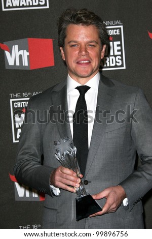 Matt Damon  at the 16th Annual Critics' Choice Movie Awards Press Room, Hollywood Palladium, Hollywood, CA. 01-14-11