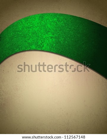 elegant abstract banner or green ribbon on brown Christmas background with blank space for text on document or report cover, white background for brochure layout or poster or web template background