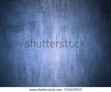 abstract blue background layout design for web or brochure background with vintage grunge background texture distressed wall with light center spotlight and dark black border, old faded background ad