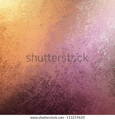 pink background or peach background with black vintage grunge background texture dark color on border and golden yellow color on corner, colorful abstract background design