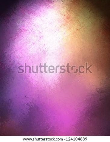 pink purple background color splash on black, rough distressed vintage grunge background texture abstract design, bright middle for text, website template background, old messy retro wall style paint