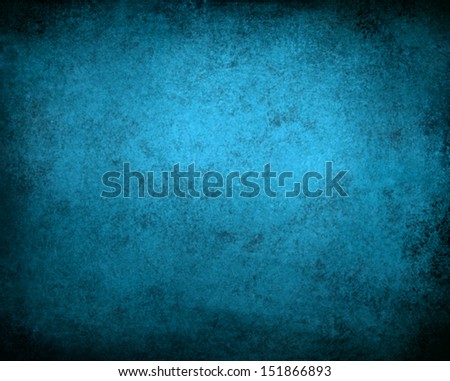 abstract blue background or dark paper with bright center spotlight and black vignette border frame with vintage grunge background texture black paper layout design of light blue graphic art
