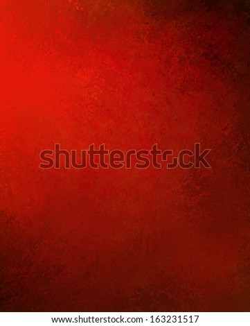 blank solid red Christmas background or valentine background image with rough vintage grunge background texture and bright shining light from corner of page with copyspace for text or image
