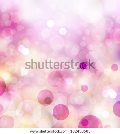 abstract pink background glitter lights, round shapes geometric circle background, sparkling fantasy dream background bright white festive bubble Christmas background blur bokeh lights, shine texture