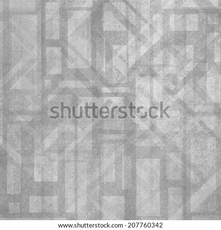 abstract gray background design, white rectangle square and diamond shapes layered in background, diagonal lines and striped angles with scratched faint texture design