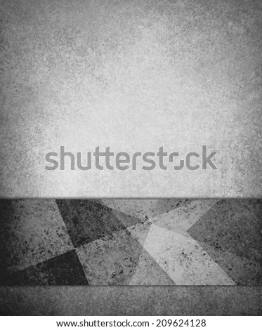 gray background with texture and ribbon stripe of random abstract black and white shapes and angles