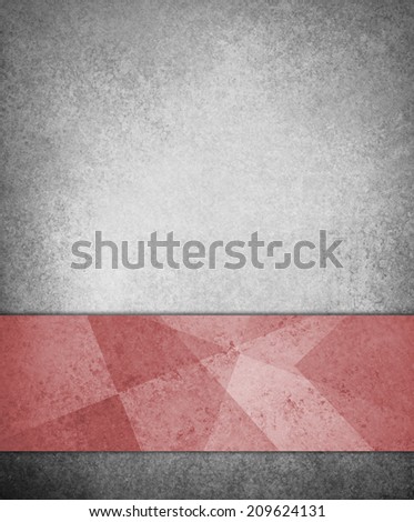 plain gray background with texture and ribbon stripe of random abstract red and white shapes and angles