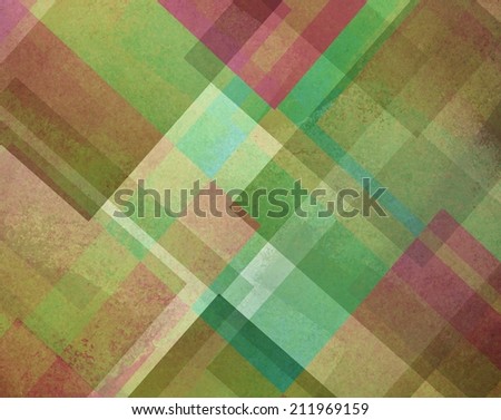abstract background green and pink square and diamond shaped layers in diagonal angles pattern background
