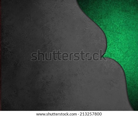 elegant black background paper with shiny green corner border with wavy curve and vintage texture design element