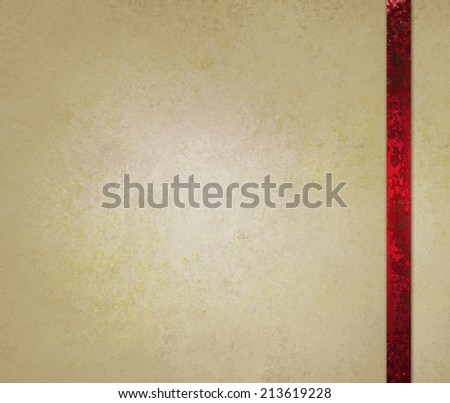 neutral beige or off white background with red ribbon trim accent