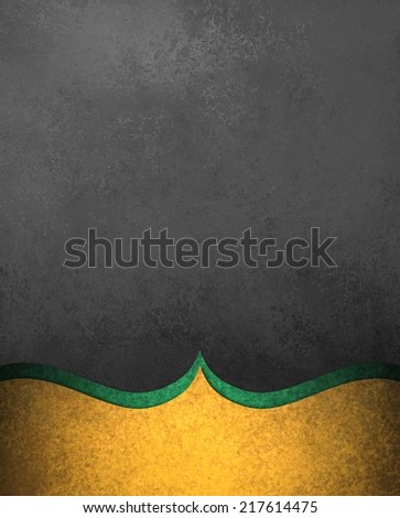 elegant black background paper with shiny gold green border layers with wavy curve and vintage texture design element