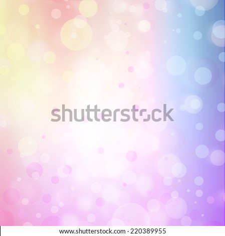 gradient color background of soft blurred pink peach yellow blue and purple in faded blended design with white bokeh bubble lights layer.