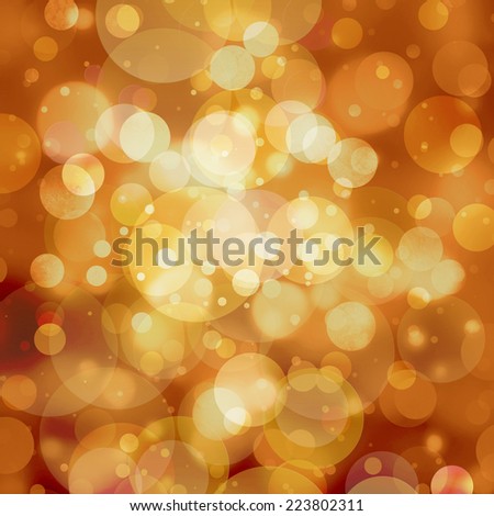 abstract gold background white bokeh lights, round shaped geometric circle background, sparkling fantasy dream background, gold Christmas background with falling snow