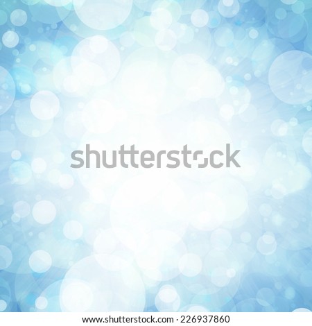 abstract background white glitter lights on pale pastel blue color, round shapes in geometric circle background, sparkling fantasy dream background, white bubble background, blurred bokeh light