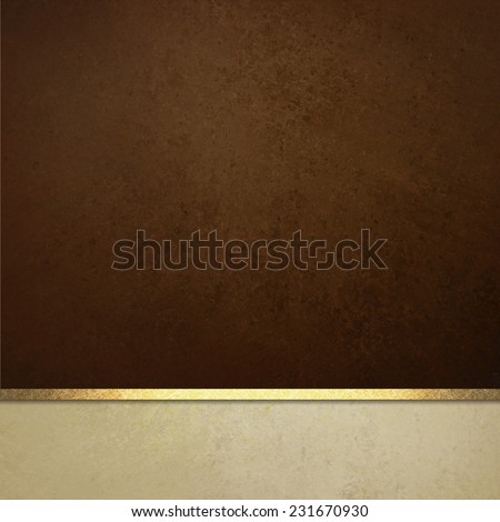 dark brown background website or poster layout, fancy elegant off white vintage textured footer with gold ribbon trim, luxury background template design