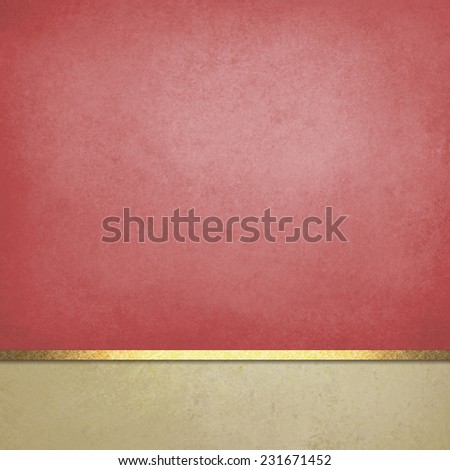 pale red or pink background, blank website or poster layout, fancy elegant off white vintage textured footer with gold ribbon trim, luxury background template design