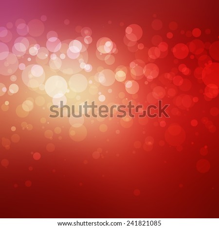 elegant red background, white gold bokeh lights shine in center layer on smooth gradient blurred background, shiny glittering silver gold and white balls of light with orange gold bright center