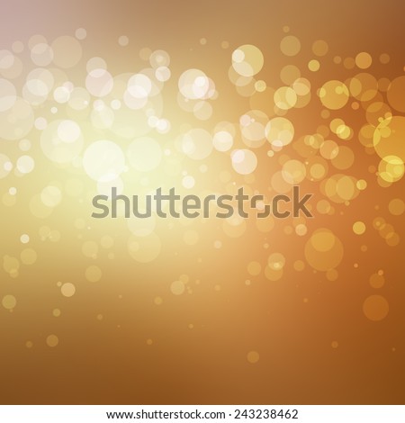 abstract gold background with white bokeh lights shining in stripe across center, bright shiny spotlight center behind layers of bubbles
