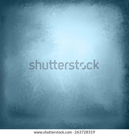 abstract elegant blue background, white center shiny spot with gray grunge and black border, distressed weathered background texture design