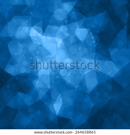 abstract blue triangle low poly shapes background with bokeh lights or circle shapes in random pattern design double exposure