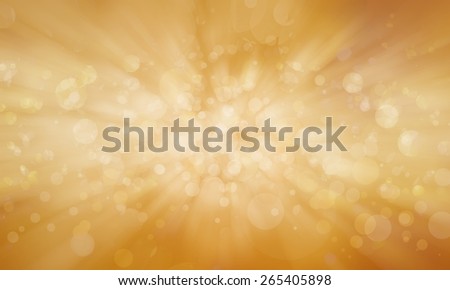 gold background with white bokeh lights and zoom motion blur effect. shiny stars sparkling in fantasy atmosphere background with sunlight rays