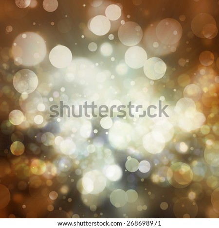 elegant gold background, white bokeh lights. glittering silver gold balls